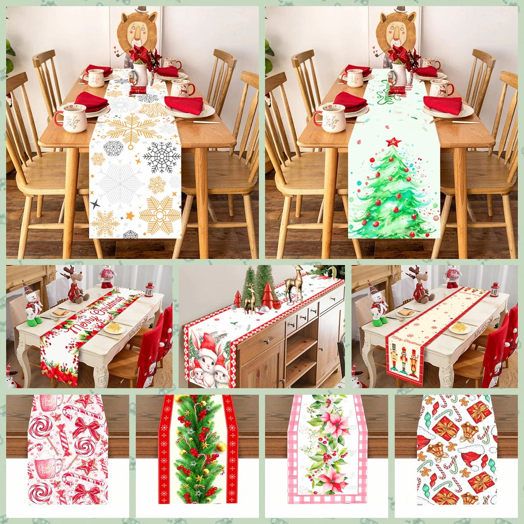 Natal papai noel corredor de mesa navidad natal noel árvore boneco de neve bandeira de mesa feliz natal decoração para casa 2025 ano novo 2026