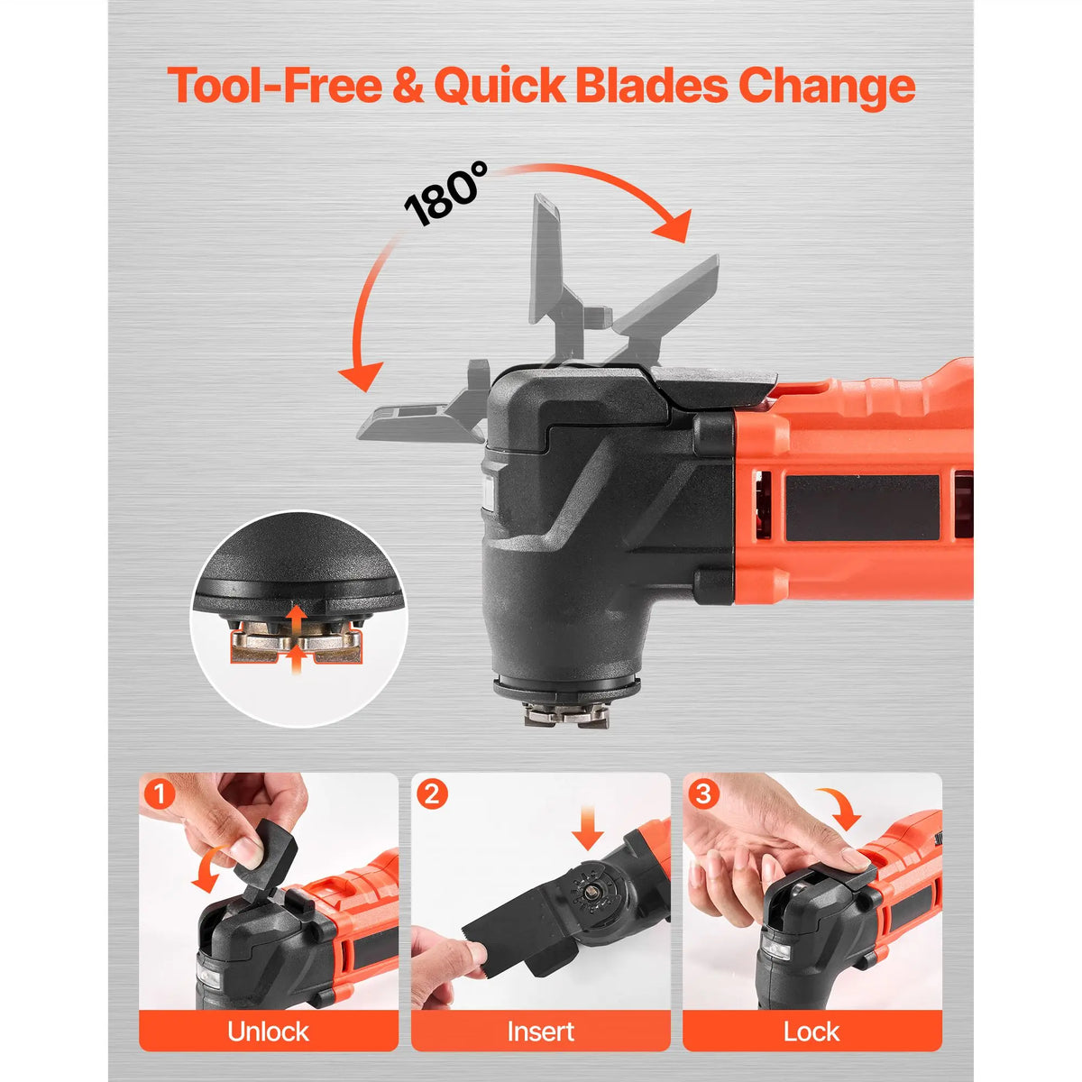 20V Cordless Oscillating Tool Multitool with 6 Variable Speeds 8500-17000 OPM 3.2 Degree Angle Battery Powered
