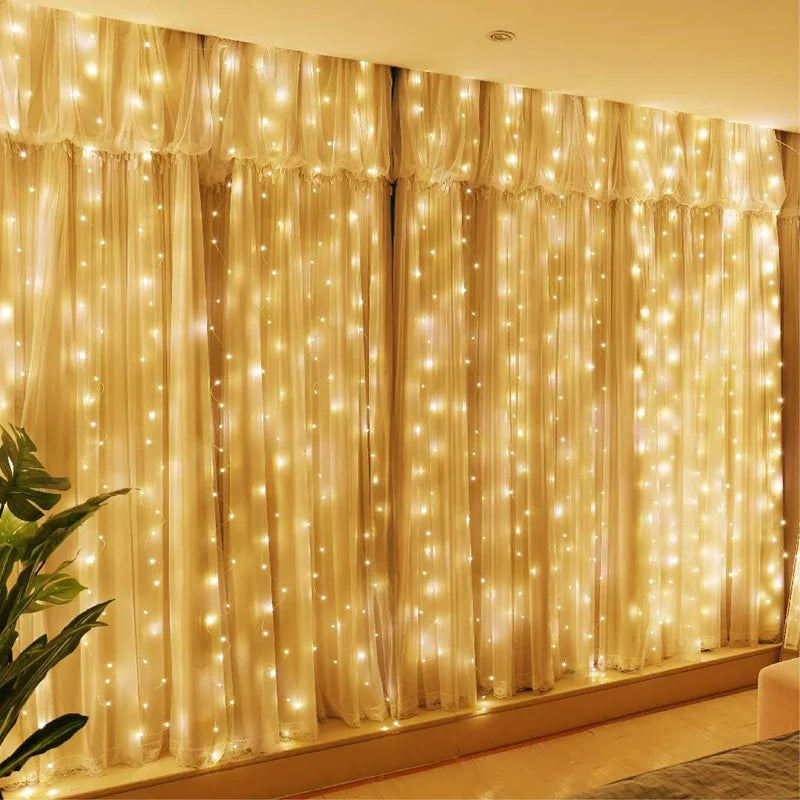 Solar led cortina de luz ao ar livre guirlanda solar fada luz da corda fio cobre lâmpadas para jardim quintal festa casamento decoração do feriado