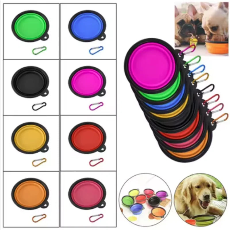 Tigela de comida para animais de estimação portátil tpr durável para gatos e cães silicone dobrável viagem ao ar livre tigela de comida de água para animais de estimação