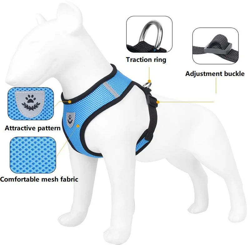 Trela e arnês para gatos, tenda para gatos, cinto de pescoço para gatos, anti-fuga, animais de estimação, colete, cinto de pescoço para cães mbd01