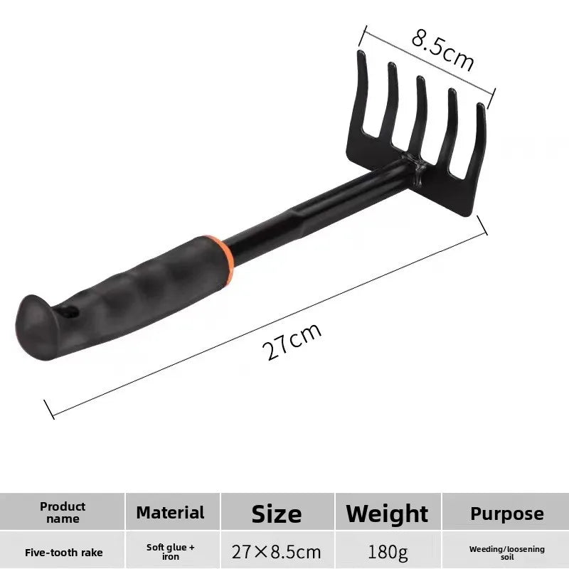 Conjunto de Ferramentas de Jardinagem Mini com 4 Peças, Incluindo Pá, Rastelo e Enxada para Plantio de Flores e Vegetais, Equipamento de Jardinagem Manual para Casa e Jardim