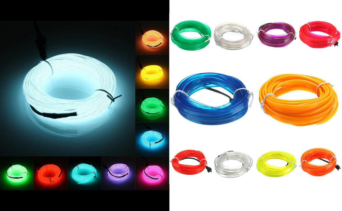 Carro Interior LED Strip Light, Neon EL Fiação, Lâmpada Decorativa para Auto, Luz Ambiente Flexível, Diodo de Festa Atmosfera, USB, 5m