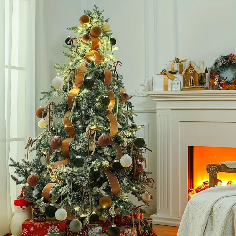 15 peças de Bolas de Veludo para Decoração de Árvore de Natal, Enfeites de Natal para Festas de Família, Casamentos e Decoração de Árvore de Natal