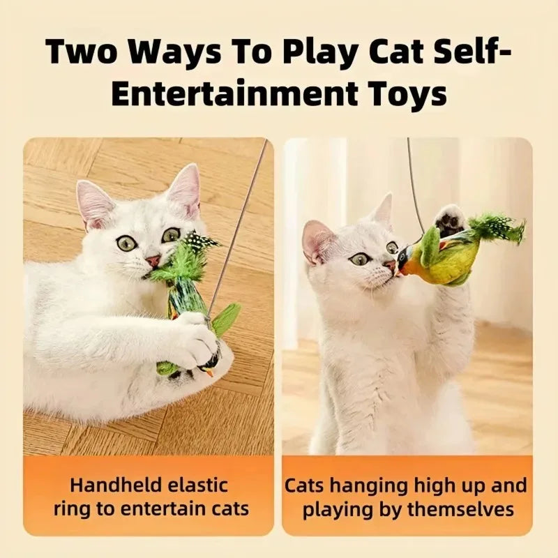 Brinquedo para Gato que Imita o Som de Pássaro para Divertir o Gato, Corda Elástica para Aliviar o Tédio e Resistir a Arranhões e Mordidas
