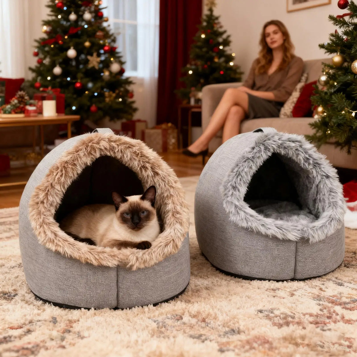 Casa para animais de estimação para pequeno cão gato cama casa portátil fechado pelúcia pet gatinho ninho inverno quente macio pet caverna canil sono profundo sofá