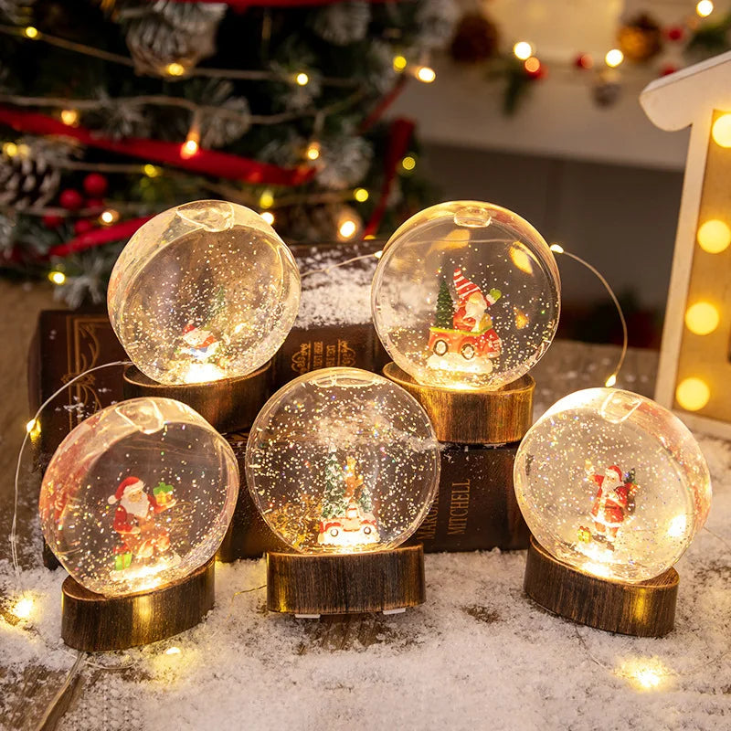 Decorações de Natal: Bolas de Cristal Iluminadas Luzes Noturnas Luzes de Vento e Presentes de Natal Criativos