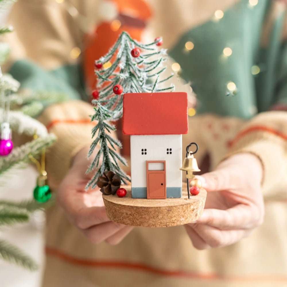 Casas e Acessórios Colecionáveis de Natal: Enfeites de Figuras, Cenas de Mesa de Casa de Madeira de Inverno, Decoração de Mesa para Feriados e Casa