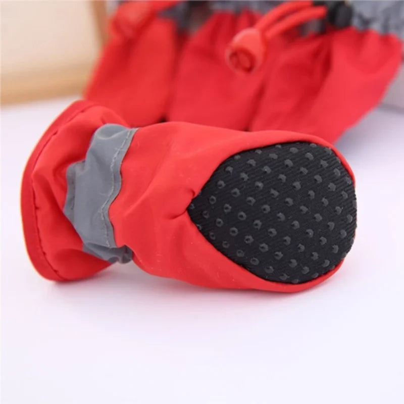 Conjunto de 4 Sapatos Impermeáveis para Cães, Botas de Chuva Antiderrapantes com Sola Macia, Sapatos para Gatos, Botas para Filhotes, Acessório para Patas