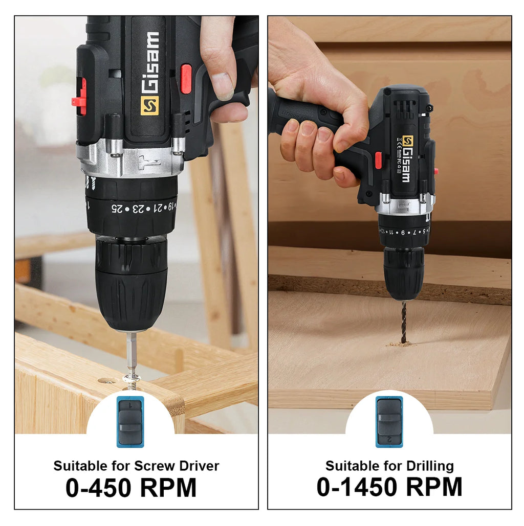 21v furadeira de impacto sem fio chave de fenda elétrica broca de martelo mini furadeira de mão sem fio bateria de íon de lítio ferramentas elétricas
