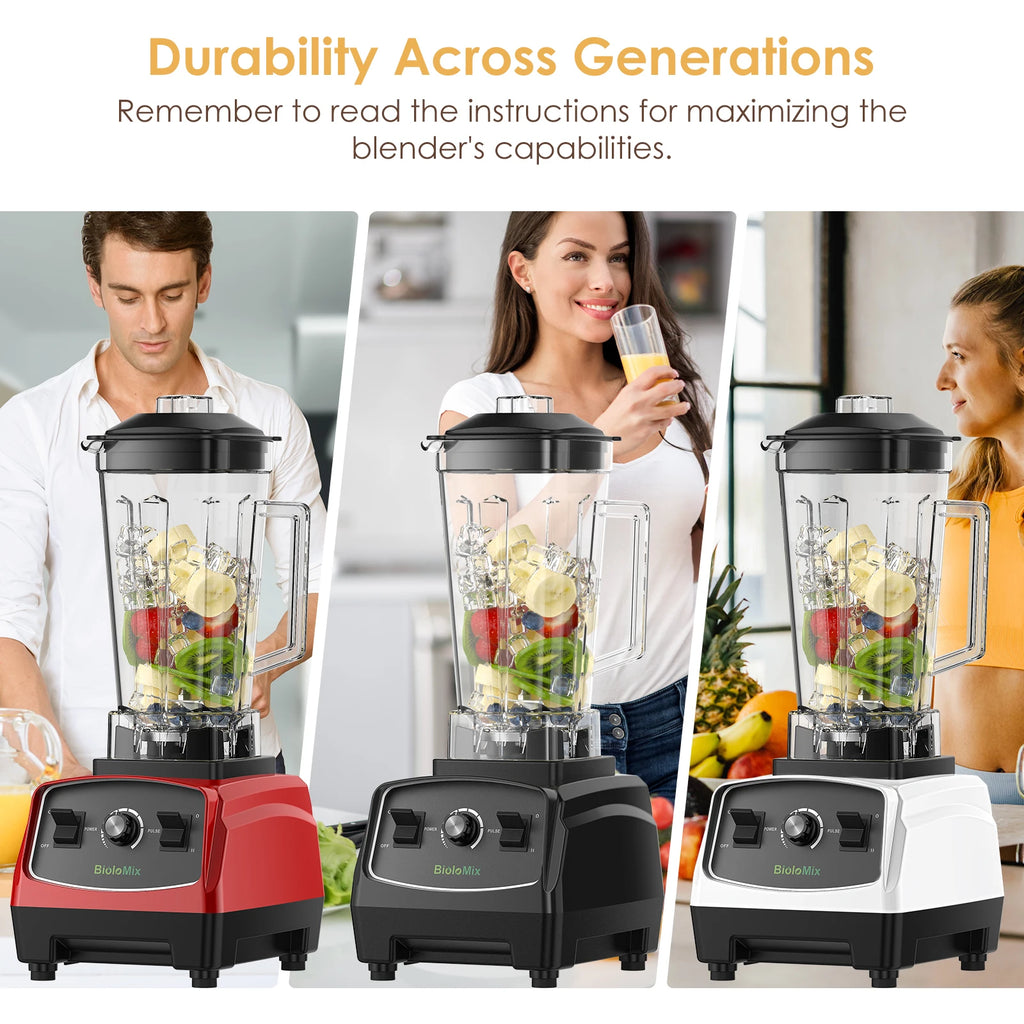 Bpa livre 3hp 2200w liquidificador de grau comercial resistente misturador espremedor processador alimentos alta potência smoothie gelo barra liquidificador frutas