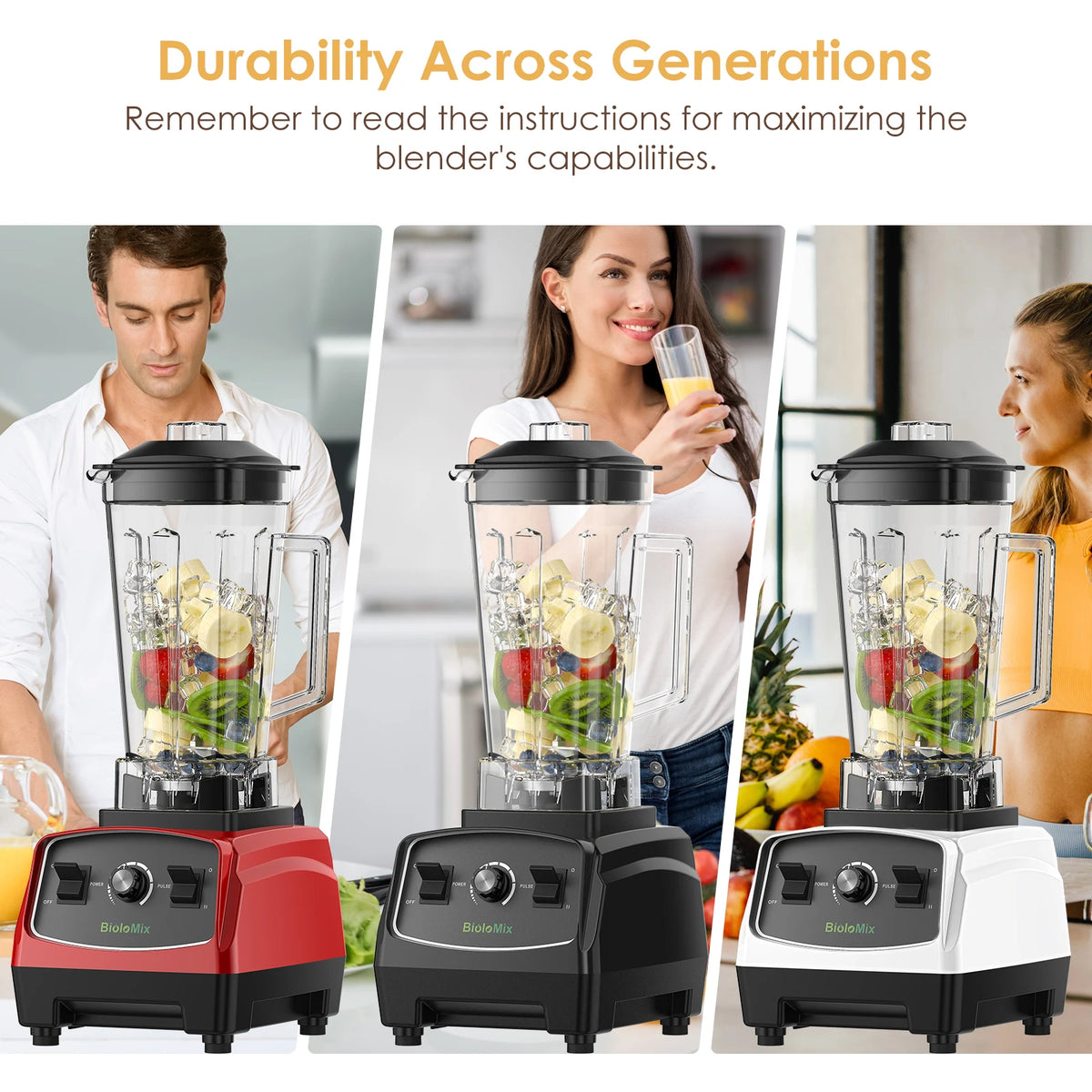 Bpa livre 3hp 2200w liquidificador de grau comercial resistente misturador espremedor processador alimentos alta potência smoothie gelo barra liquidificador frutas