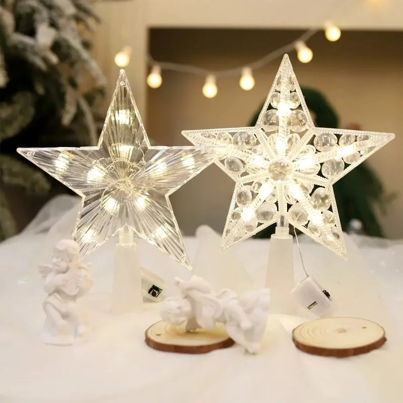 15cm decoração de árvore de natal estrelas luzes brancas quentes decoração de quarto de casa lâmpada led brilhante festival de natal topstar navidad 1.07in