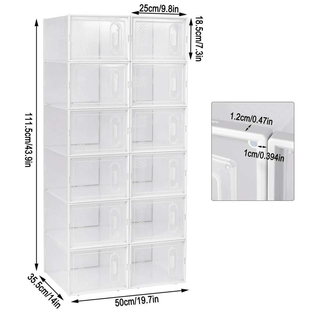 WOLTU 8/12/18PCS Caixas de sapato empilháveis Modular DIY Sapateira Cubos de sapato dobráveis de plástico transparente para corredor sala de estar