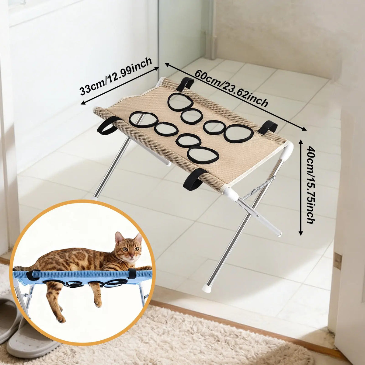Rede de Tosa para Animais de Estimação Dobrável, Mesa de Tosa para Cães, Arnês de Suspensão Auxiliar, Estrutura de Cama para Banho de Gatos