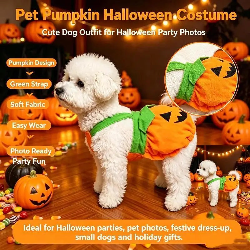 Fantasia de Abóbora para Animais de Estimação de Halloween, Vestido Fofo para Pets, Roupa Engraçada de Abóbora para Cães Pequenos, Gatos, Teddy, Poodle, Bichon, Roupas para Festa