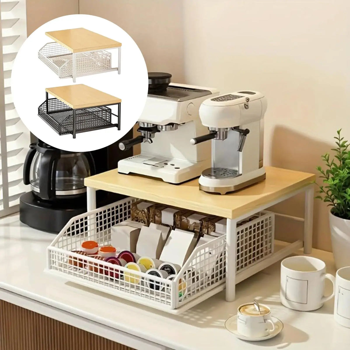 Organizador de bancada de cozinha, prateleira multiuso para micro-ondas, temperos, máquina de café e impressora, acessórios de cozinha