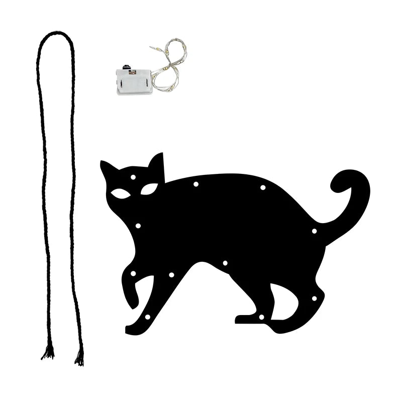 Luzes Decorativas de Halloween para Pendurar em Janelas e Paredes, Ornamentos LED Assustadores de Silhueta de Fantasma, Bruxa, Gato Preto e Teia de Aranha para Pendurar em Ambientes Internos - Kasa & Pet