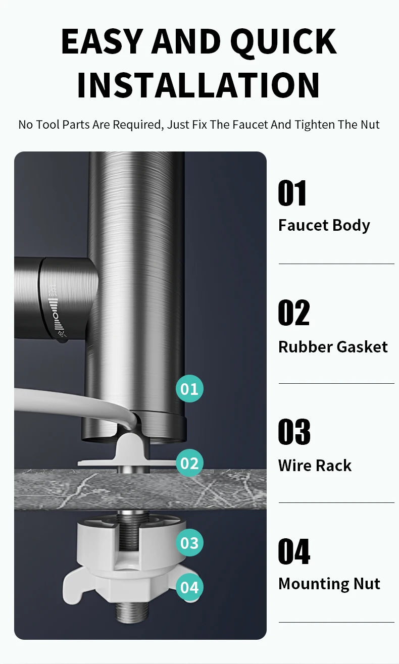 Fudeer 3400W 220V Cozinha Elétrica Aquecedor de Água Torneira Instantânea de Aço Inoxidável Torneira de Água Aquecedor Torneira de Aquecimento Frio