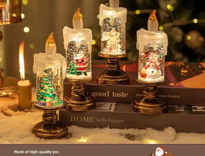 Natal led vela globo de neve luzes nevando floco de neve lâmpadas decorativas presentes criativos do feriado para decoração de natal