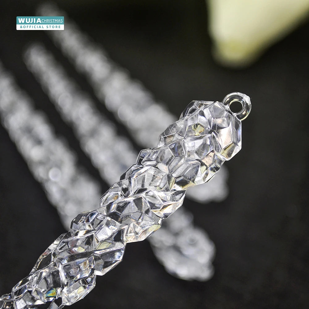 Simulação de Natal Icicles acrílicos, ornamento de Natal, gelo falso para festa de inverno, decoração de ano novo, 15cm, 6 peças