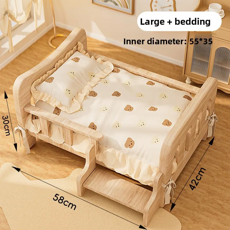Cama para animais de estimação, cama para cães de madeira maciça, cama para gatos para todas as estações, sofá para dormir para animais de estimação, cama para gatos e cama para cães, prateleira para gatos, condomí