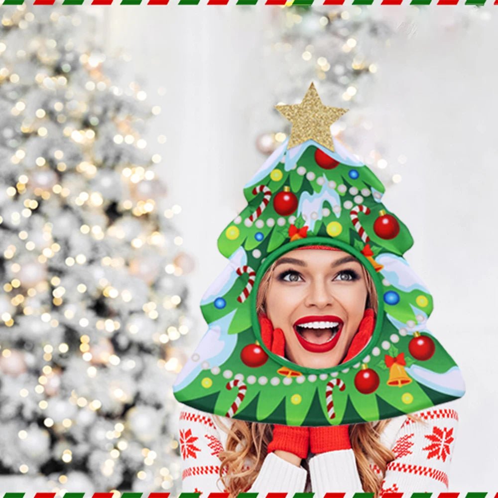 Natal engraçado chapéu novidade árvore de natal chips presente em forma de máscara boné chapelaria festa de natal prop ano novo navidad decoração favor