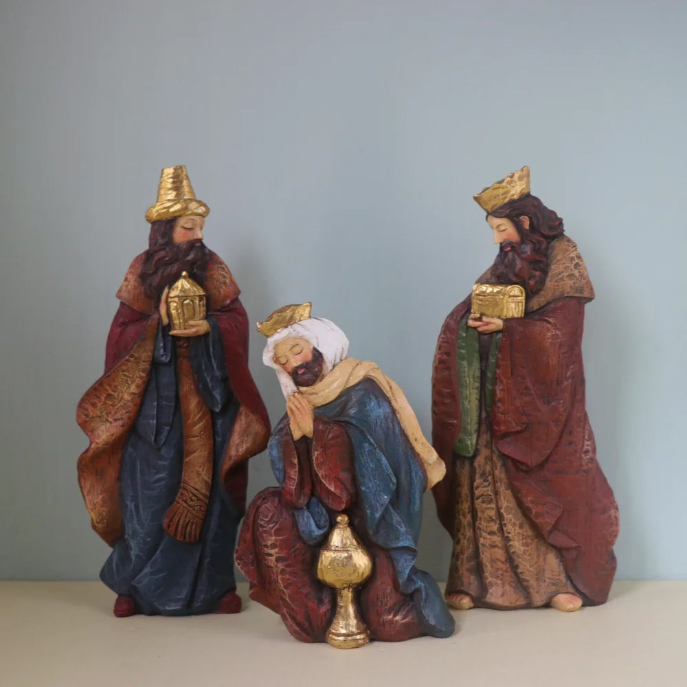 Conjunto de Figuras de Presépio, Cena da Sagrada Manjedoura, Decoração de Natal, Estátua do Nascimento de Jesus, Ornamentos Católicos Cristãos