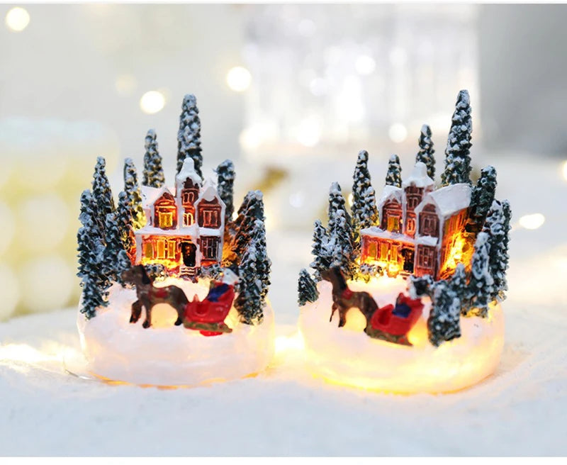 Decorações de natal led luzes da noite luminosa micro paisagem casa presente criativo das crianças natal ano novo ornamentos