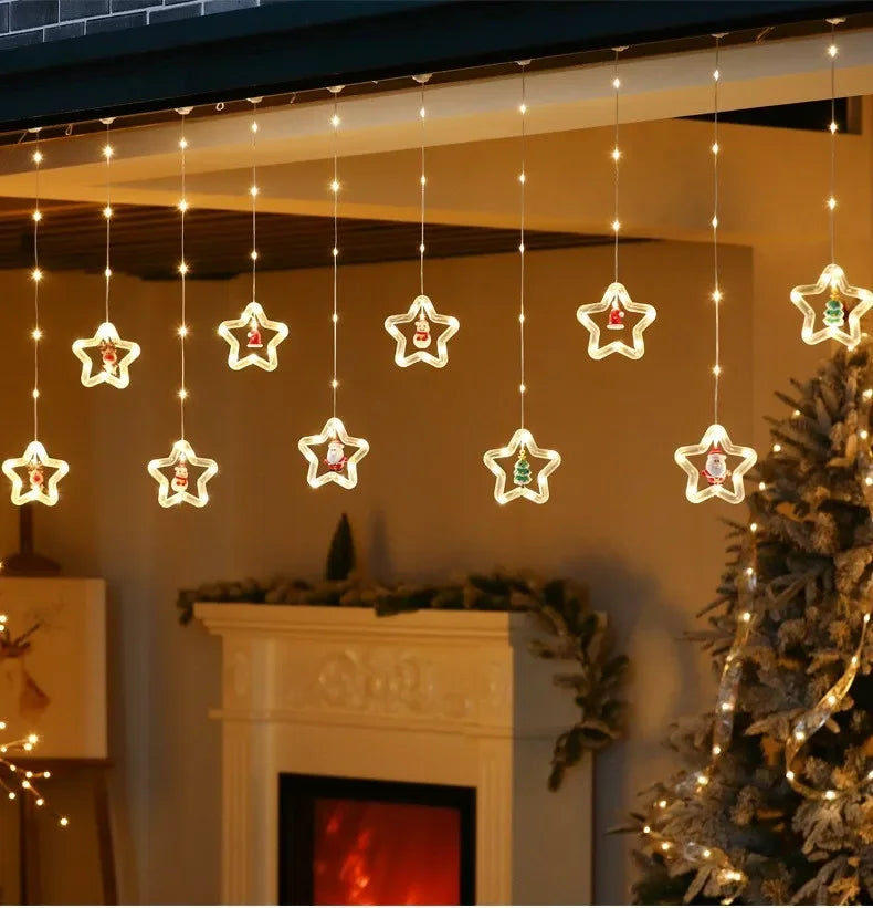 Natal LED Strip Lights para decoração do quarto, lâmpada guirlanda, plugue USB, quarto, sala de estar, janela