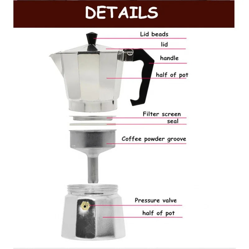 Máquina de café de alumínio mocha pote moka cafeteira octogonal pote de alumínio span