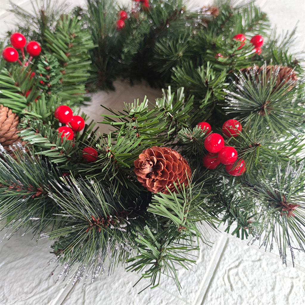 20-60cm led guirlanda de pinha de natal com bagas vermelhas artificial guirlanda de natal festa de ano novo decoração diy adicionar vibração de natal