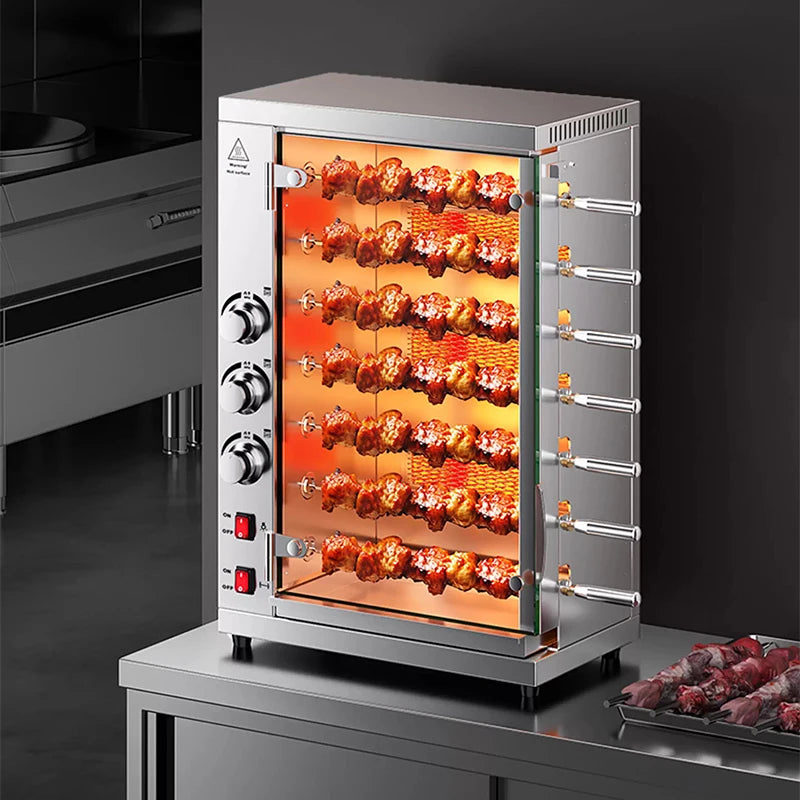 Churrasqueira Comercial com 3/5/7/9 Grelhas, Forno Rotativo, Churrasqueira Brasileira, Forno Elétrico de Convecção (Personalizável)