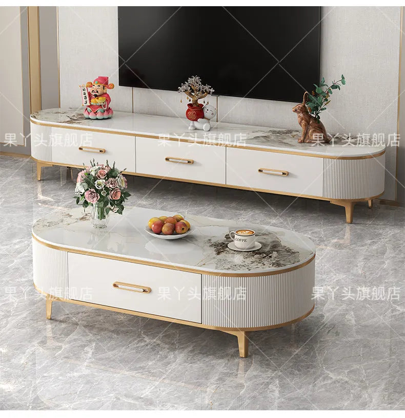 Mesa de Jantar, Mesa de Centro para Escrita e Café, Gavetas Móveis, Mesa Lateral de Luxo com Armazenamento para Sala de Estar, Mesa Auxiliar Moderna, Móveis Modernos