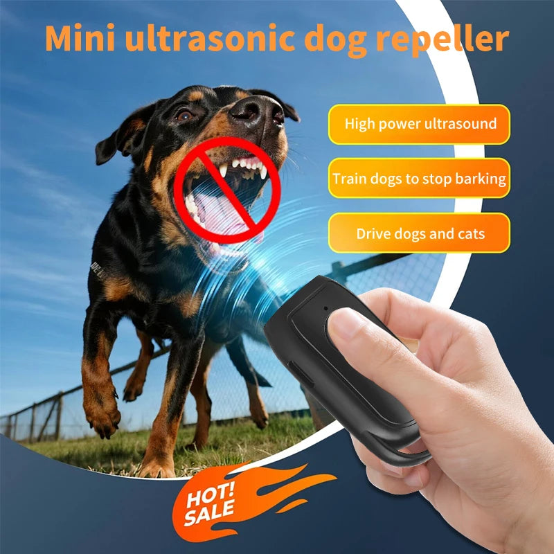 Repelente Ultrassônico Portátil para Cães 180mAh Recarregável 23 40KHZ Ferramenta de Repelência de Longa Distância para Uso Externo com Lanterna