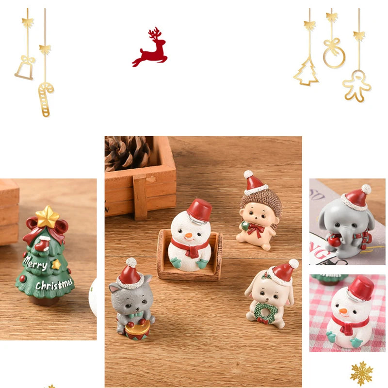 Natal resina família pequenos animais ornamentos criativo decoração para casa mini árvore de natal velho presente de natal
