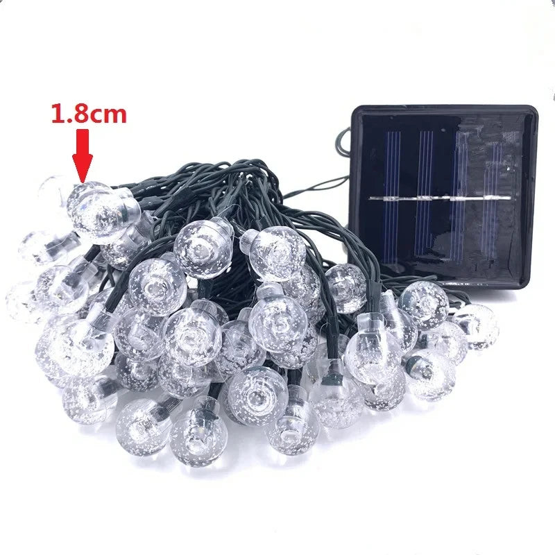 Solar led bola de cristal luz da corda 10m à prova dwaterproof água luzes fadas natal casamento guirlanda jardim gramado árvore decoração ao ar livre