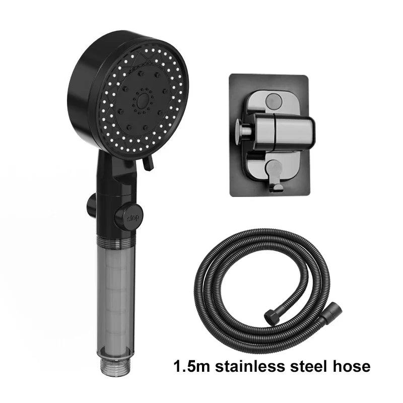 10 spray de alta pressão de poupança de água filtrada cabeça de chuveiro portátil resistência à queda preto branco banheiro chuveiro bocal
