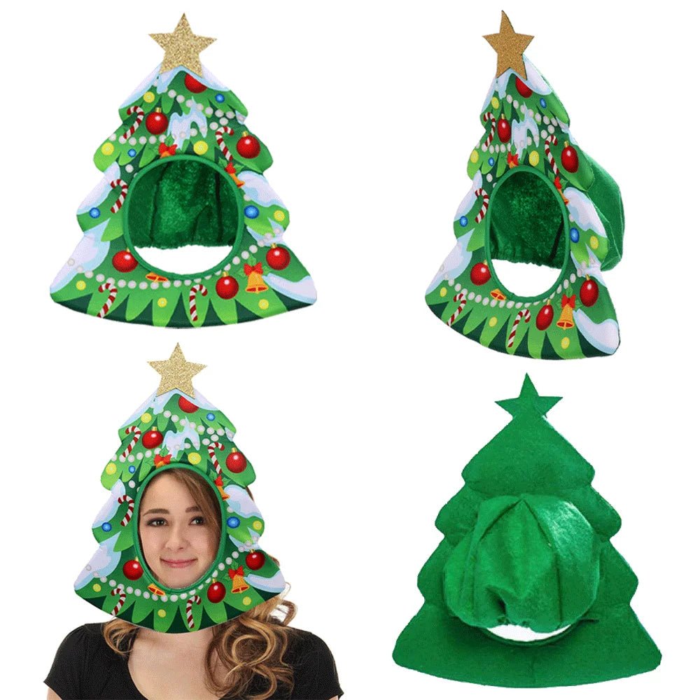 Natal engraçado chapéu novidade árvore de natal chips presente em forma de máscara boné chapelaria festa de natal prop ano novo navidad decoração favor