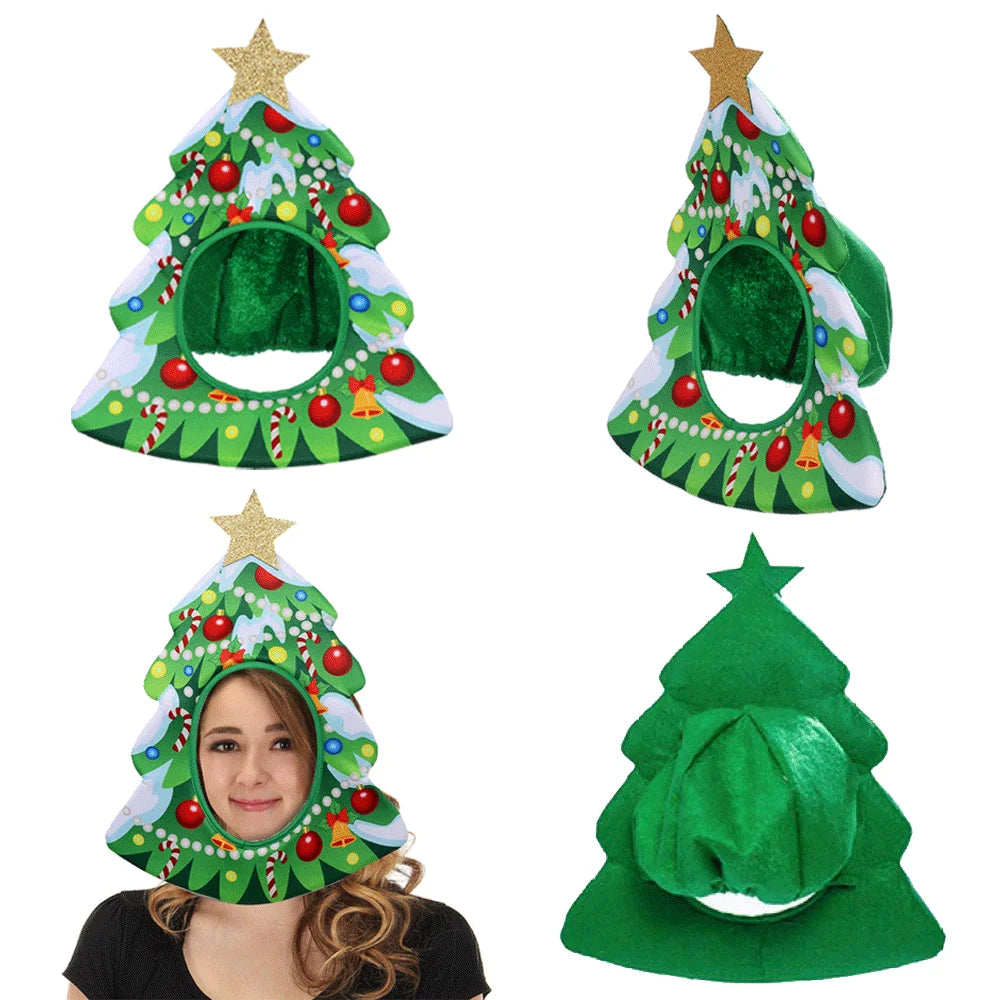 Natal engraçado chapéu novidade árvore de natal chips presente em forma de máscara boné chapelaria festa de natal prop ano novo navidad decoração favor
