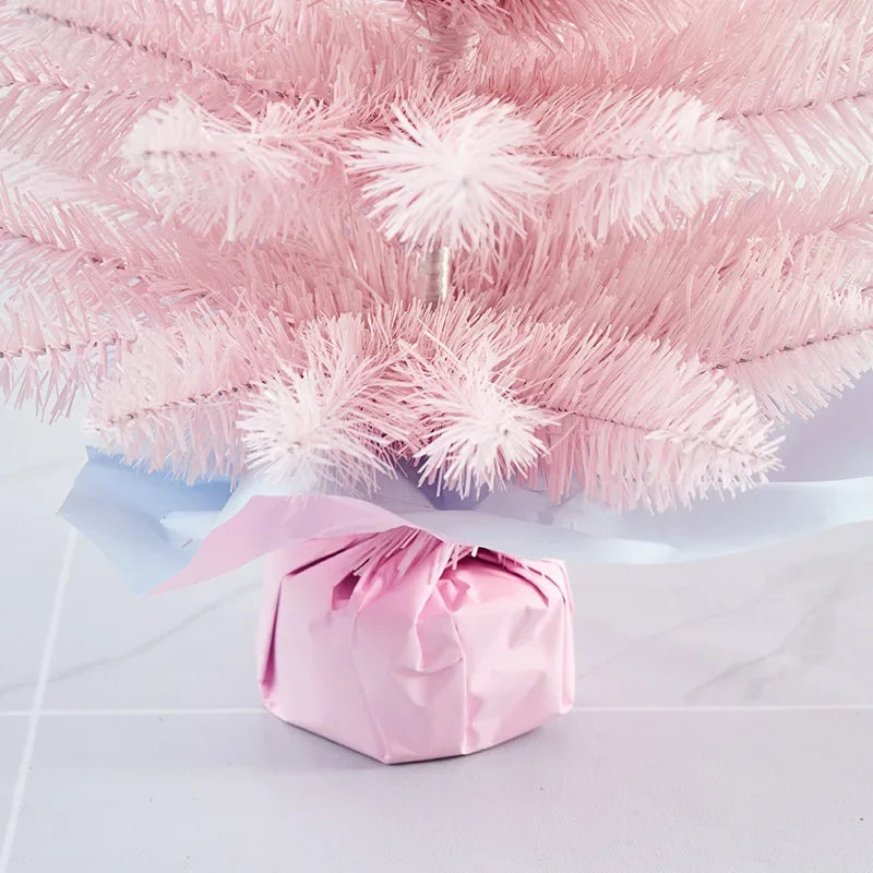 Árvore de Natal artificial, verde e rosa, modelo clássico, com suporte de plástico, acessórios de decoração natalina, presente.