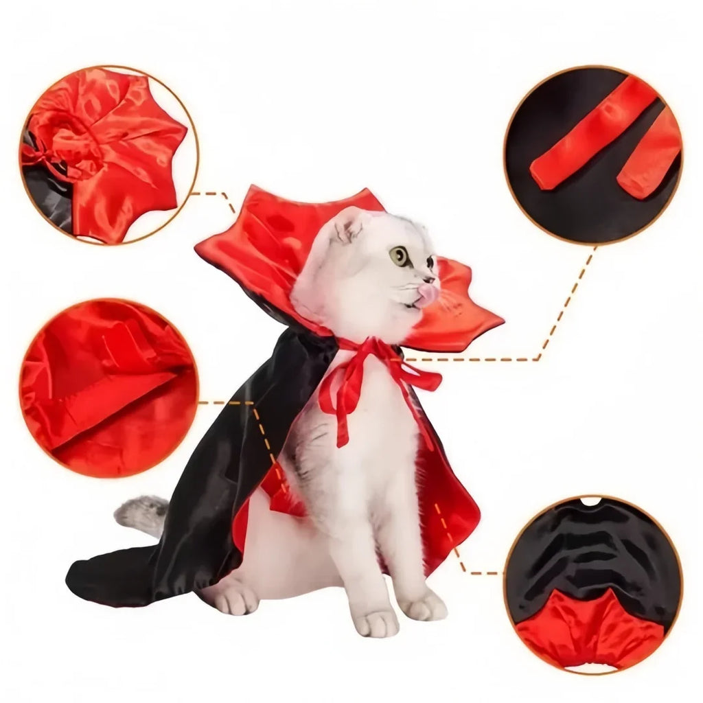 Fantasia de Halloween para Animais de Estimação, Capa de Vampiro em Poliéster, Fantasia de Transformação para Gato e Cão, Capa de Bruxa, Fantasia Ajustável para Festivais e Role-playing.