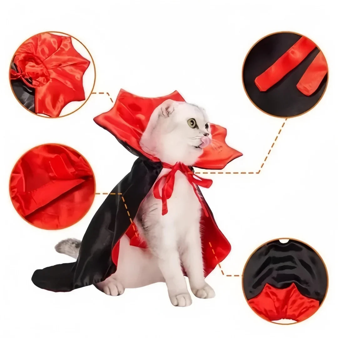 Fantasia de Halloween para Animais de Estimação, Capa de Vampiro em Poliéster, Fantasia de Transformação para Gato e Cão, Capa de Bruxa, Fantasia Ajustável para Festivais e Role-playing.