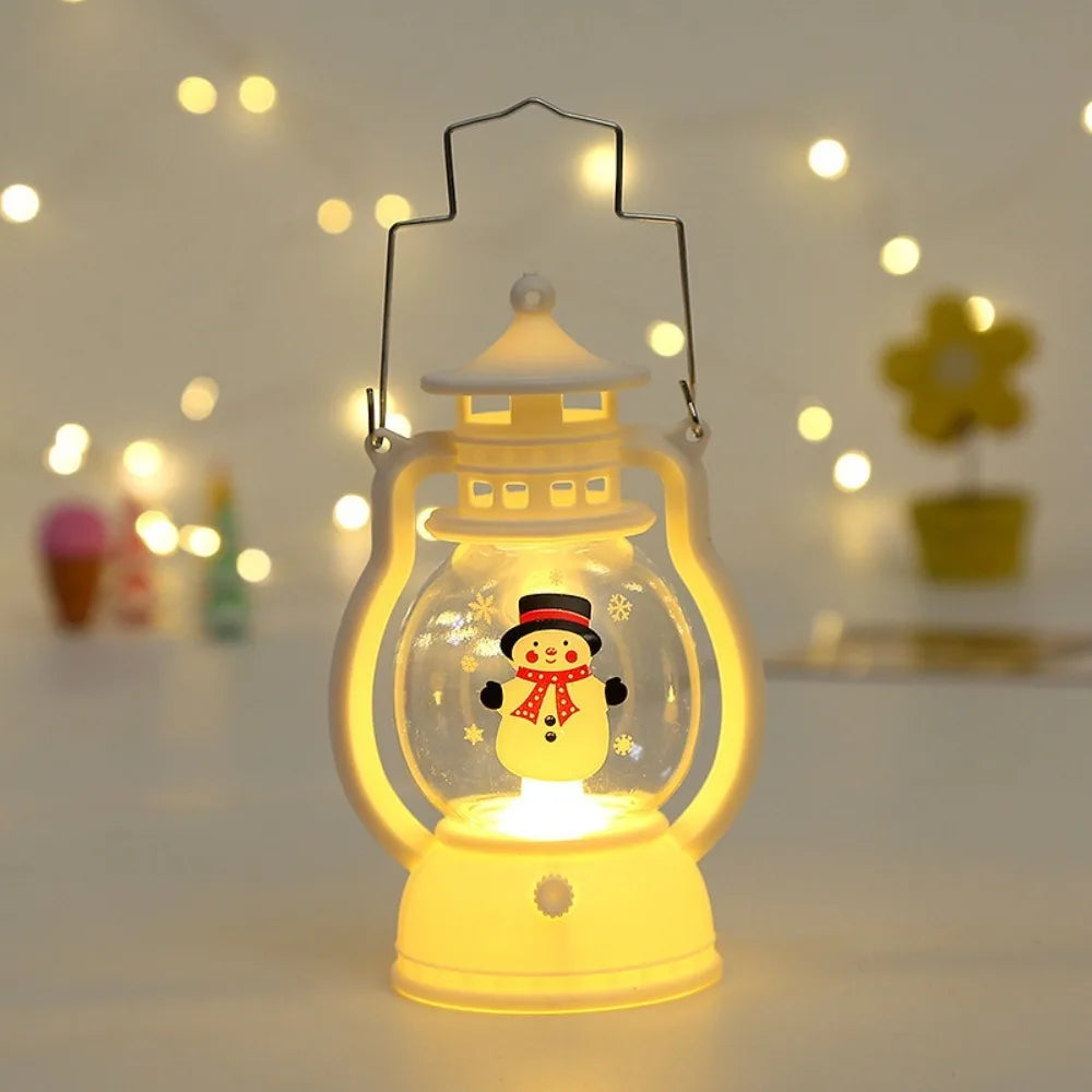Lanterna de Natal com Luzes LED, Decoração Portátil do Papai Noel, Lâmpada a Óleo, Ornamentos de Mesa, Luz de Cavalo Brilhante, Presentes de Natal