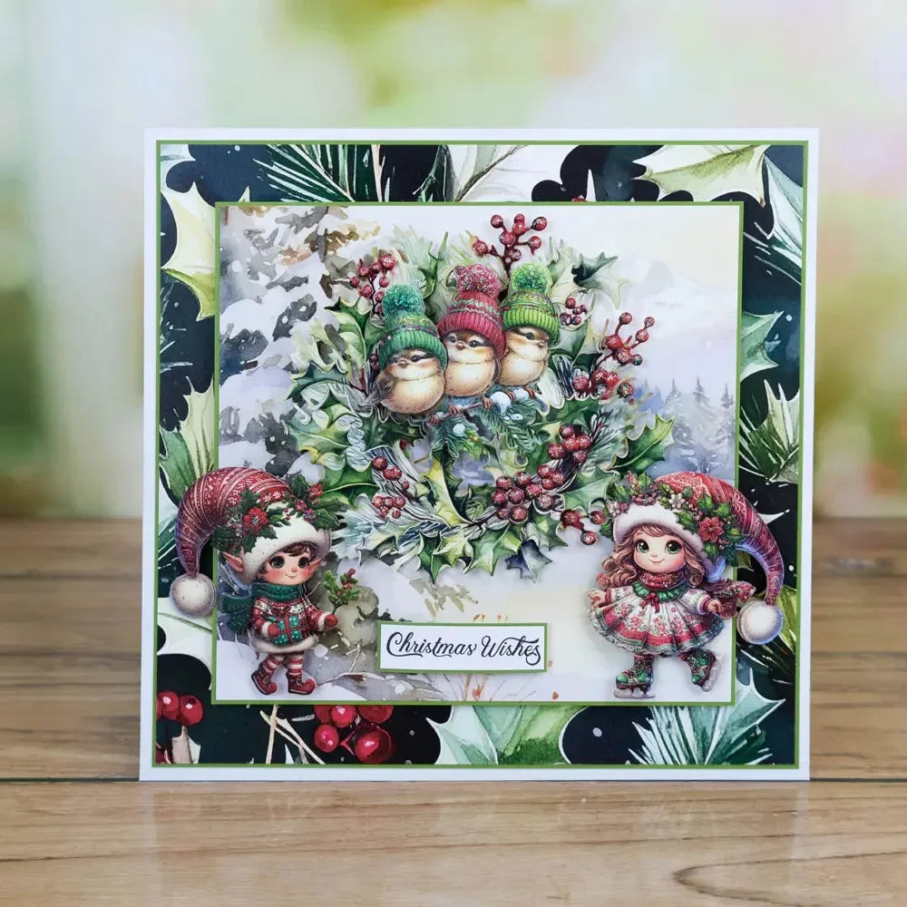 Cortador de Metal e Estêncil para Papel DIY de Álbum de Fotos com Temas de Natal: Brilho Cintilante, Confetes, Raminhos e Bagas