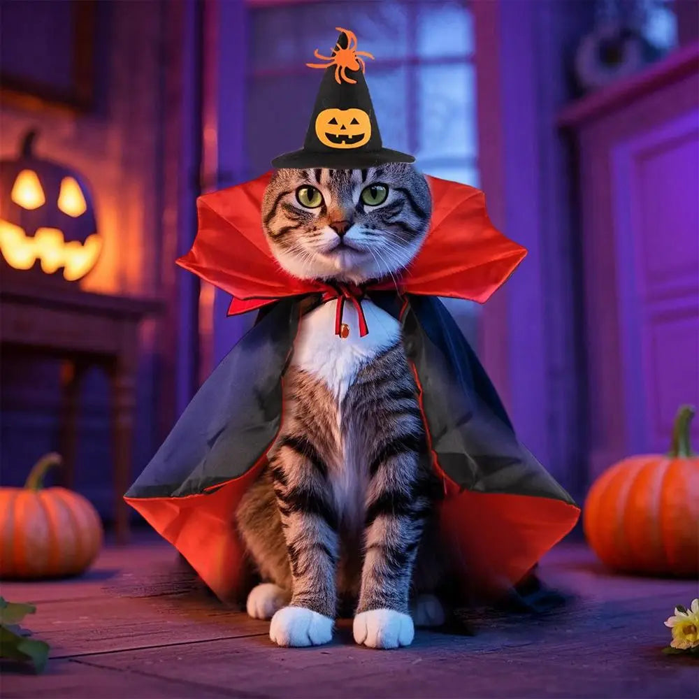 Traje de halloween para animais de estimação, confortável, fácil de usar, capa de cosplay de gato, tecido macio ajustável, capa de cavaleiro para cães