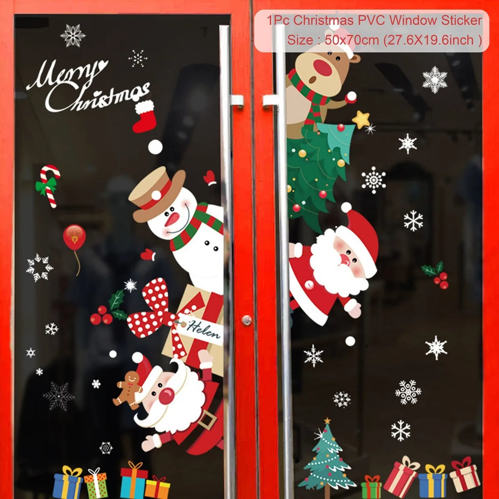 Adesivo de janela de natal, decorações de feliz natal para casa 2024, ornamento de natal, presentes de natal, ano novo 2025