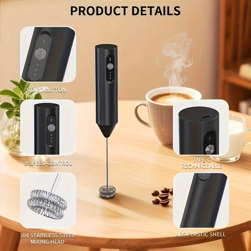 Misturador elétrico de espuma de café e leite, batedor de creme de café, batedor de ovos portátil, misturador de espuma, cozinha automática, ferramentas de batedor