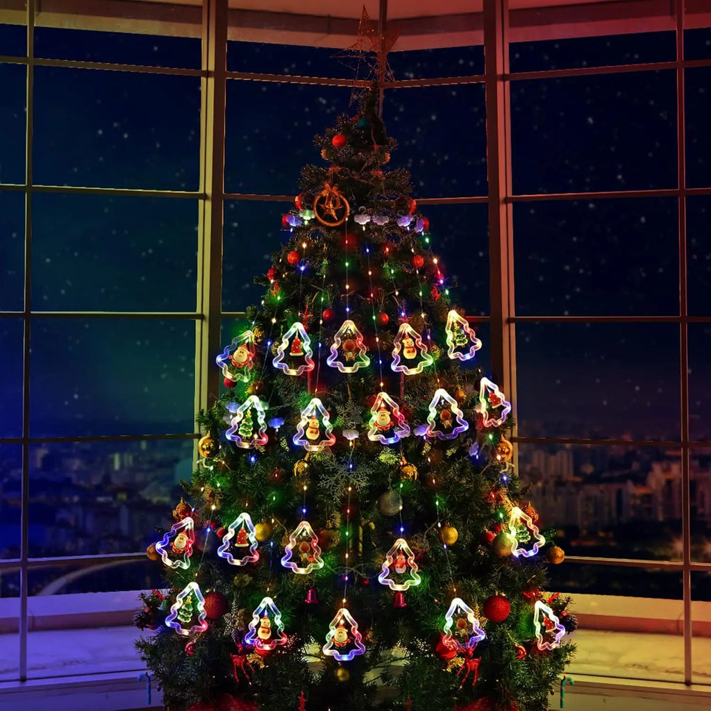 Decoração de lâmpada de janela de natal luzes de cortina de fadas 8 modos de trabalho luzes de corda de árvore de natal para festa de casamento decoração de casa