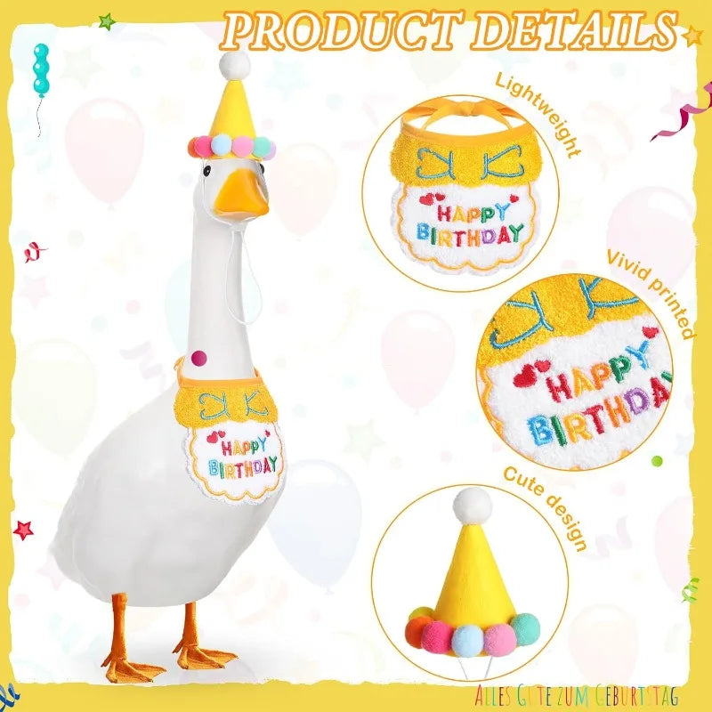 Chapéu de Festa para Animais de Pelúcia, Chapéus de Aniversário para Cães, Gatos, Coelhos, Filhotes, e Roupas para Gansos, Decoração de Patos de Plástico e Cimento